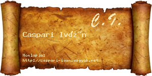 Caspari Iván névjegykártya